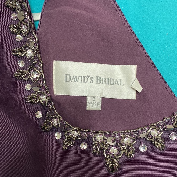 Plum colored dress with silver beads. Cut out back and pockets. - Picture 3 of 8